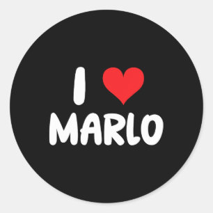 Sticker Rond J'aime Marlo - Cœur - Nom