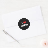 Sticker Rond J'aime Marlo - Cœur - Nom (Enveloppe)