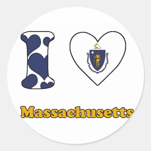 Sticker Rond J'aime Massachusetts (Devant)