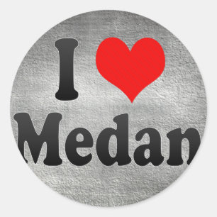 Sticker Rond J'Aime Medan, Indonésie. I Cinta Medan, Indonésie