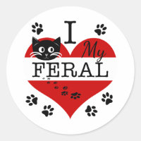 J'aime mes chats feral Empreintes de pattes Sticke