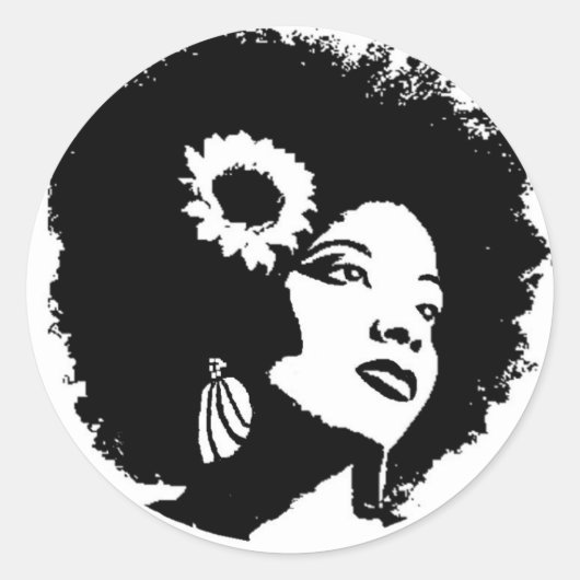 Sticker Rond J'aime mes cheveux crépus (Devant)