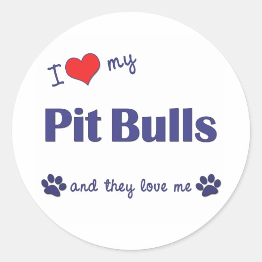 Sticker Rond J'Aime Mes Chiens (Chiens Multiples) (Devant)