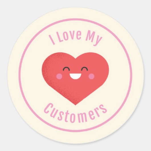Sticker Rond J'aime mes clients (Devant)