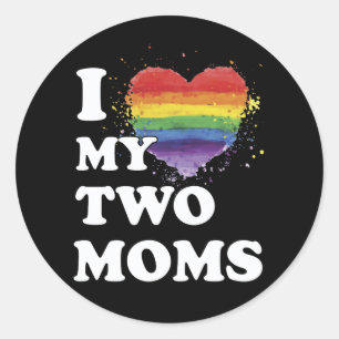 Sticker Rond J'Aime Mes Deux Moms