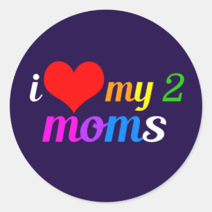 Sticker Rond J'Aime Mes Deux Moms
