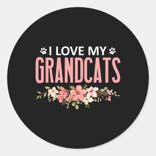 Sticker Rond J'Aime Mes Grands Chats Chat Grand-Père Grand-Mère (Devant)