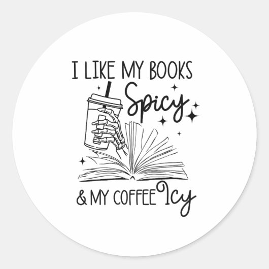 Sticker Rond J'Aime Mes Livres Épicé Et Mon Café Icy Halloween (Devant)