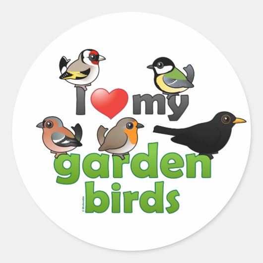 Sticker Rond J'Aime Mes Oiseaux De Jardin (Devant)