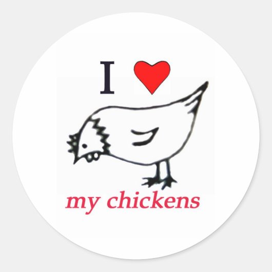 Sticker Rond J'aime mes poulets (Devant)