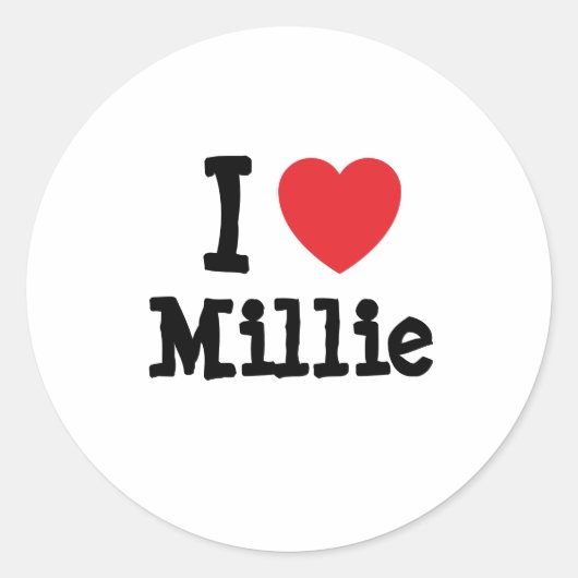 Sticker Rond J'aime Millie coeur T-shirt (Devant)
