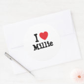 Sticker Rond J'aime Millie coeur T-shirt (Enveloppe)