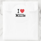 Sticker Rond J'aime Millie coeur T-shirt (Sac)