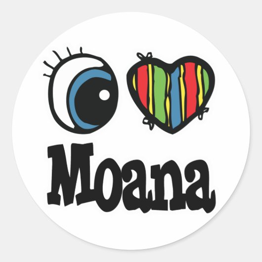 Sticker Rond J'aime Moana (Devant)