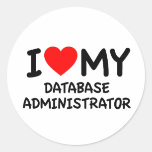 Sticker Rond J'aime mon administrateur de base de données