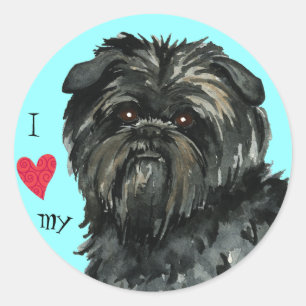 Sticker Rond J'aime mon Affenpinscher