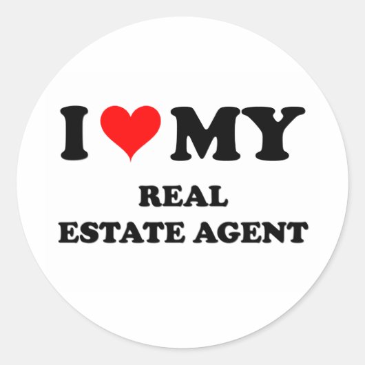 Sticker Rond J'aime mon agent immobilier (Devant)