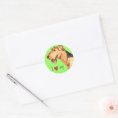Sticker Rond J'aime mon Airedale (Enveloppe)