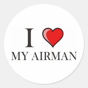 Sticker Rond J'Aime Mon Airman