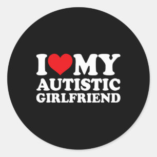 Sticker Rond J'Aime Mon Ami Autiste Fille Coupl Correspondant C