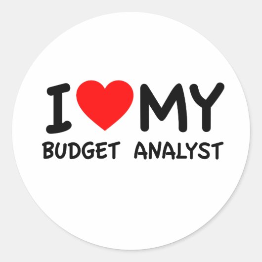 Sticker Rond J'aime mon analyste budgétaire (Devant)