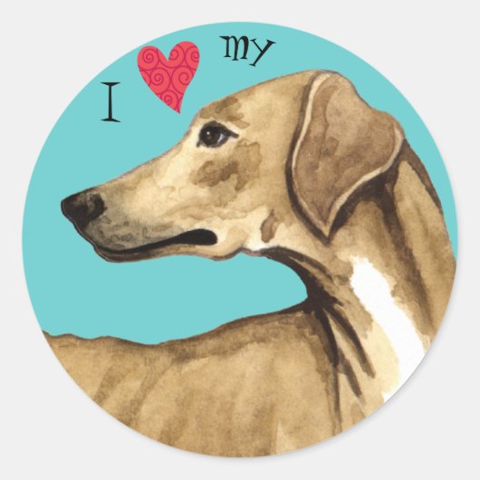 Sticker Rond J'aime mon Azawakh (Devant)