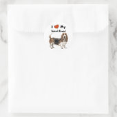 Sticker Rond J'Aime Mon Basset Hound (Sac)