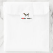 Sticker Rond J'aime mon Beagle (Sac)