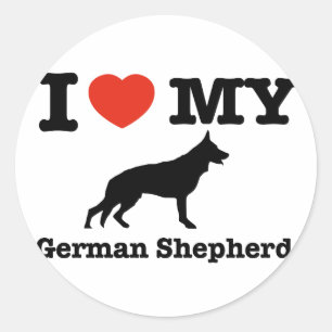 Sticker Rond J'aime mon berger allemand