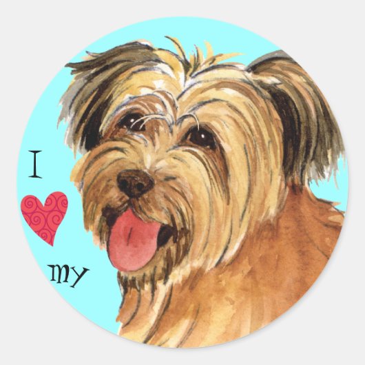 Sticker Rond J'aime mon berger des Pyrénées (Devant)