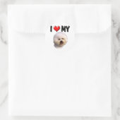 Sticker Rond J'Aime Mon Bichon Frise (Sac)