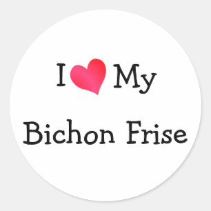 Sticker Rond J'Aime Mon Bichon Frise