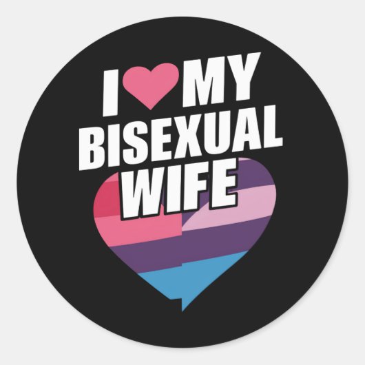 Sticker Rond J'Aime Mon Bisexuel Femme Bi Pride Bisexual Drapea (Devant)