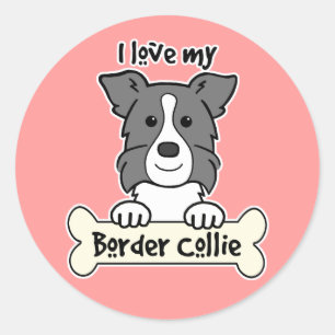 Sticker Rond J'aime mon border collie