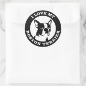 Sticker Rond J'Aime Mon Boston Terrier (Sac)