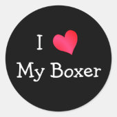 Sticker Rond J'Aime Mon Boxer (Devant)