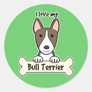 Sticker Rond J'aime mon bull-terrier