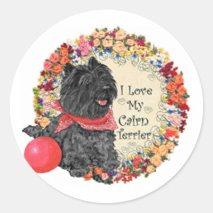 Sticker Rond J'aime mon Cairn Terrier