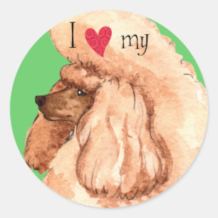 Sticker Rond J'aime mon caniche de jouet