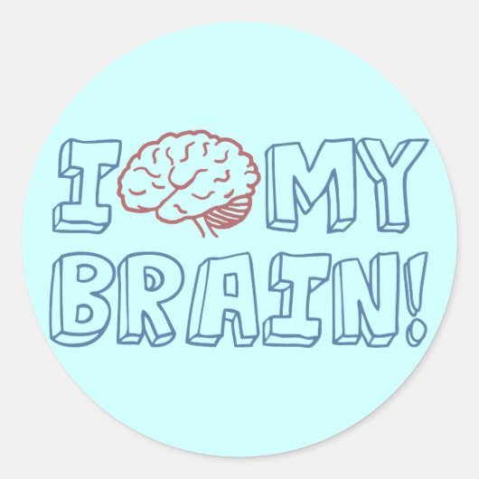 Sticker Rond J'aime mon cerveau (Devant)