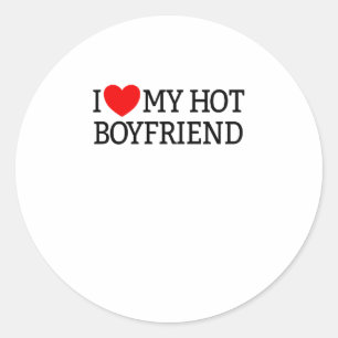 Sticker Rond J'Aime Mon Chaud Garçon Coeur Rouge Mon Chaud Garç