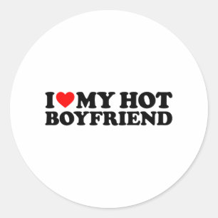 Sticker Rond J'Aime Mon Chaud Petit-Ami Coeur Mon J'Aime Mon Bo