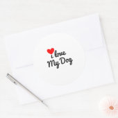 Sticker Rond J'aime mon chien (Enveloppe)