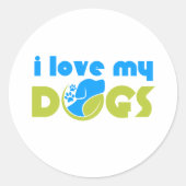 Sticker Rond j'aime mon chien (Devant)