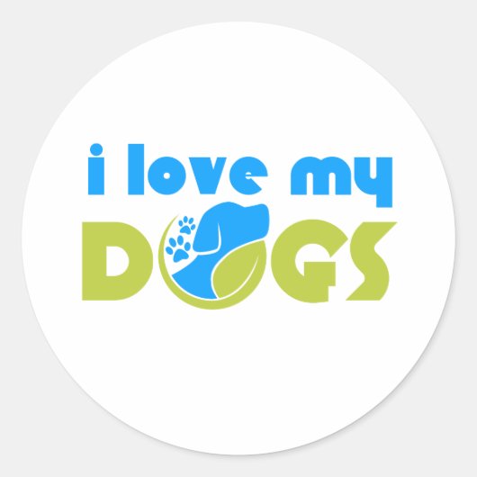 Sticker Rond j'aime mon chien (Devant)