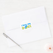 Sticker Rond j'aime mon chien (Enveloppe)