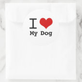 Sticker Rond J'aime mon chien (Sac)