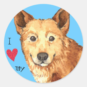 Sticker Rond J'aime mon chien canadien