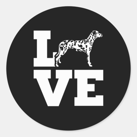 Sticker Rond J'aime mon chien dalmate (Devant)