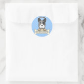 Sticker Rond J'Aime Mon Chien De Bataille Australien (Sac)